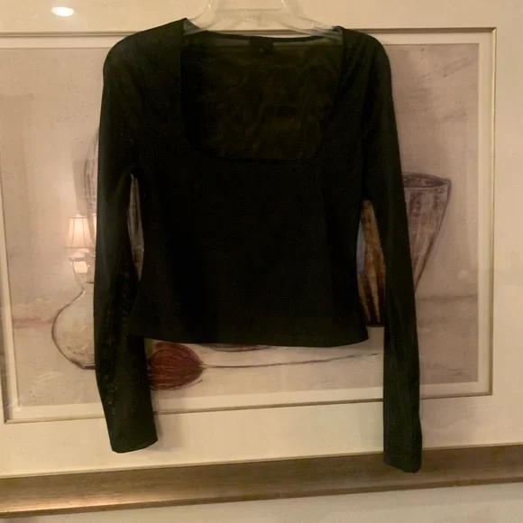 NBD Black Sheer Long Sleeve Top - Picture 3 of 9